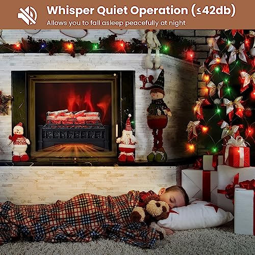 Image of Tangkula 20 inch Electric Fireplace Log Set Heater with Adjustable Temp, Overheating Protection, Realistic Birch Wood Ember Bed, Infrared Quartz Electric Fireplace Insert for Home & Office Decor, 1500W