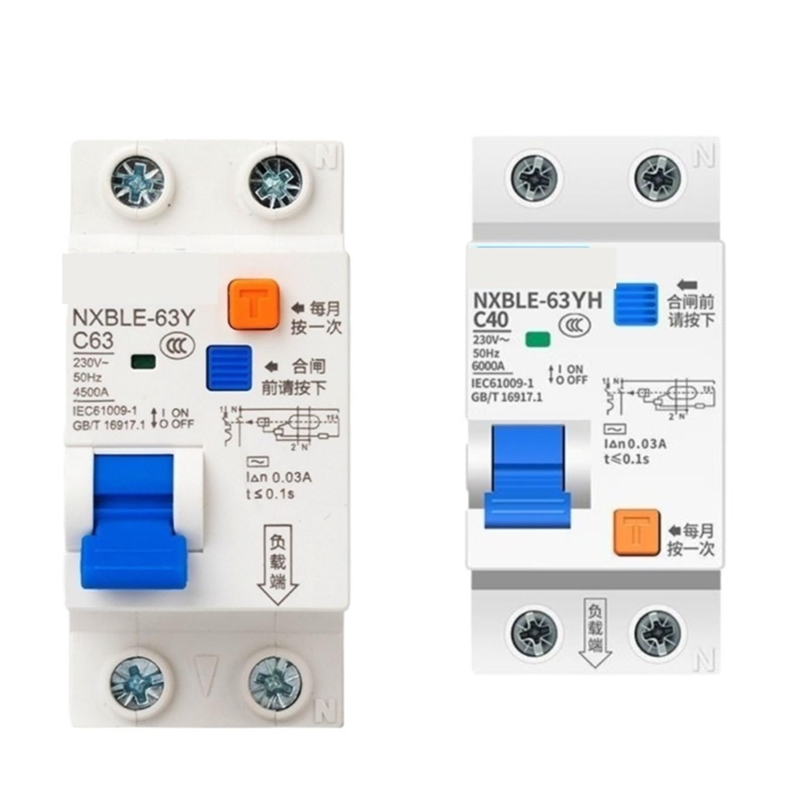 Wyłącznik różnicowoprądowy, 1 sztuka, 30mA 16A 20A 25A 32A 40A 63A 1PN NXBLE-63YH NXBLE-63Y (NXBLE-63Y 1PN 30MA,40A)