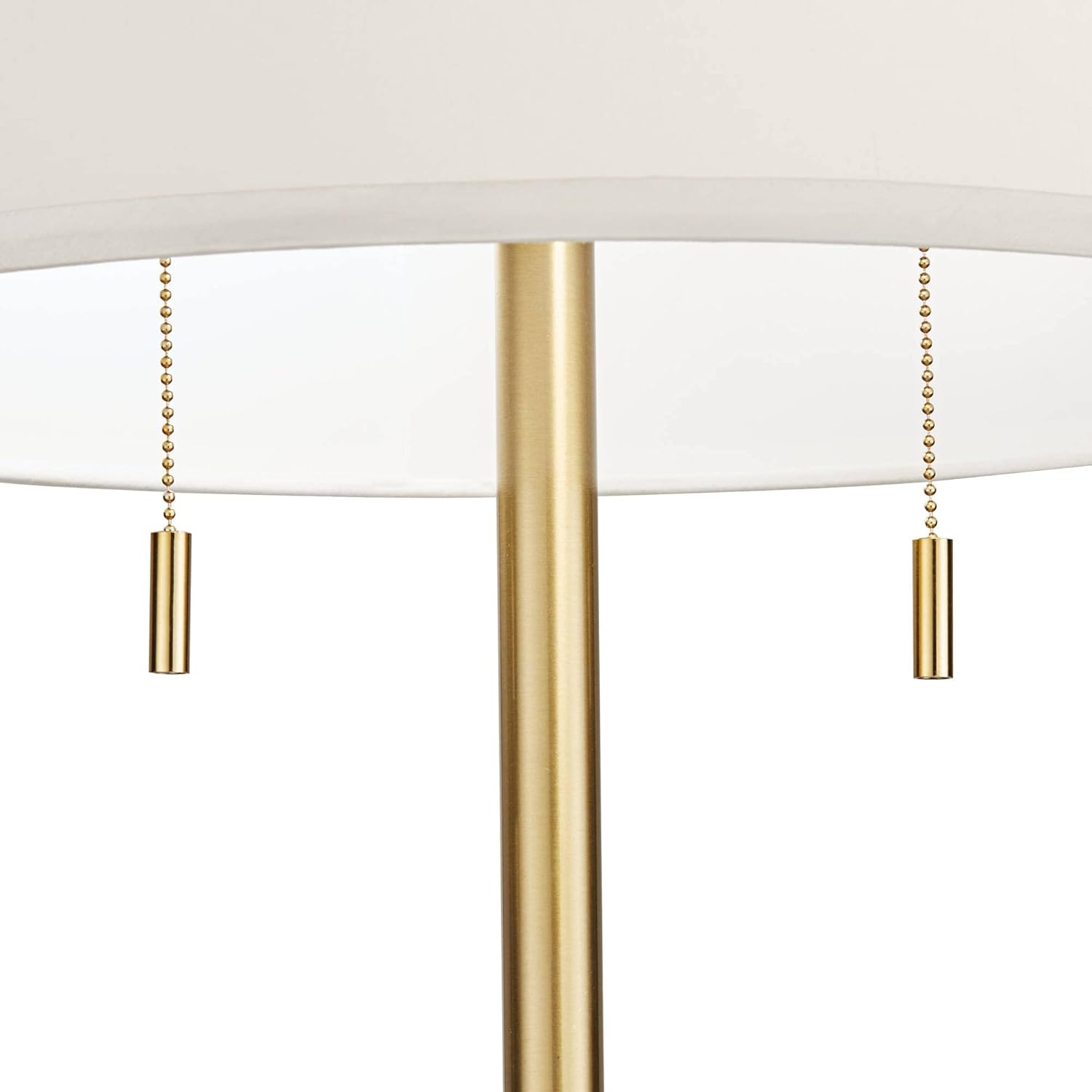 Possini Euro Design Milan Italian Modern Style Floor Standing Lamp with Riser 69.5" Tall Gold Metal Marble Base White Drum Fabric Shade Decor for Living Room Reading House Bedroom
