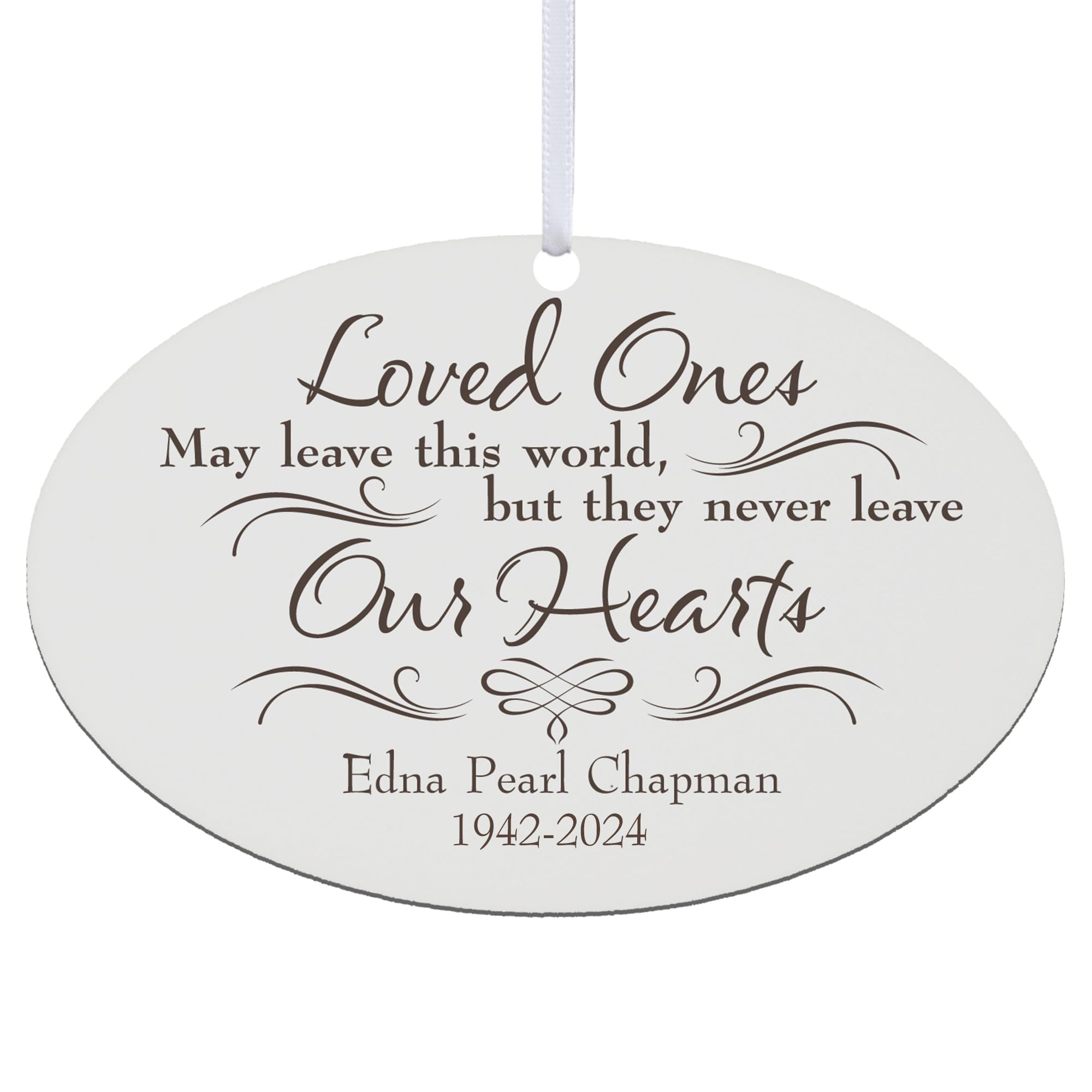 Let's Make Memories Personalized Christmas Ornament - Memorial Keepsake - Customized with Name - Sympathy Keepsake - Christmas 2024 - In Remembrance - Never Leave Our Hearts - Oval