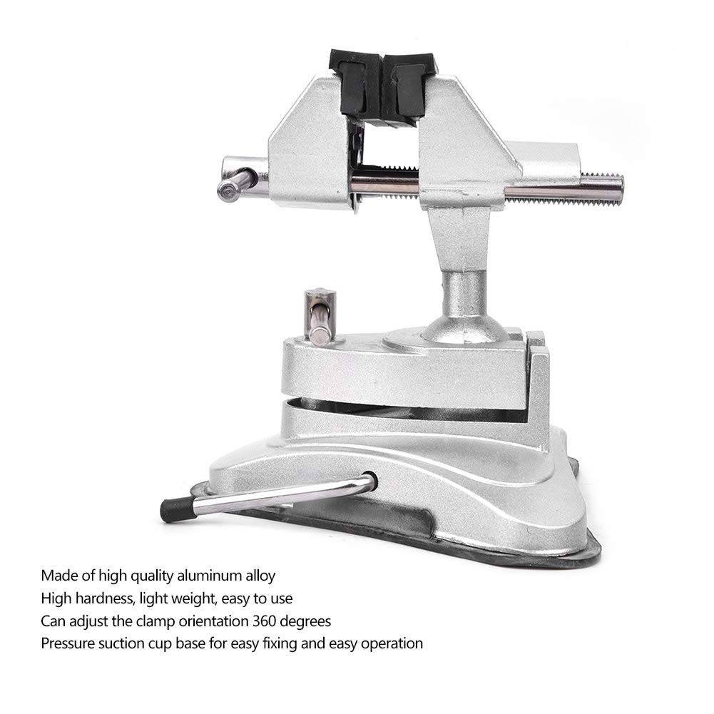 Aluminum Alloy Bench Vise with 360 Degree Clamp, Suction Cup Base for Hobby Work, Garage, Workshop, Model Makers, Woodwork, Vacuum Universal Vise Table Clamp
