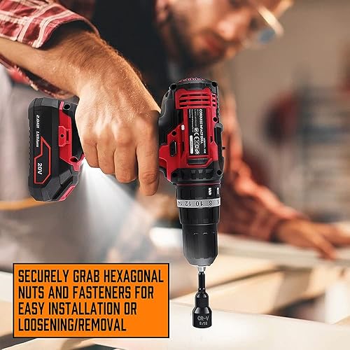 Miniatura 6 de HORUSDY Juego de destornilladores de tuercas magnéticas de 15 piezas con estuche de almacenamiento, amplio rango de tamaños SAE y kit de brocas