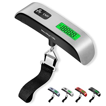 Luggage Scale, 110lbs Portable Digital Luggage Weight Scale, Rubber Pain Suitcase Scales with LCD Display & Temperature for Travel Sliver
