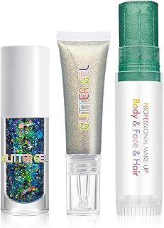 3Pcs Glitter Gel Set - Face & Body Chunky Spa...