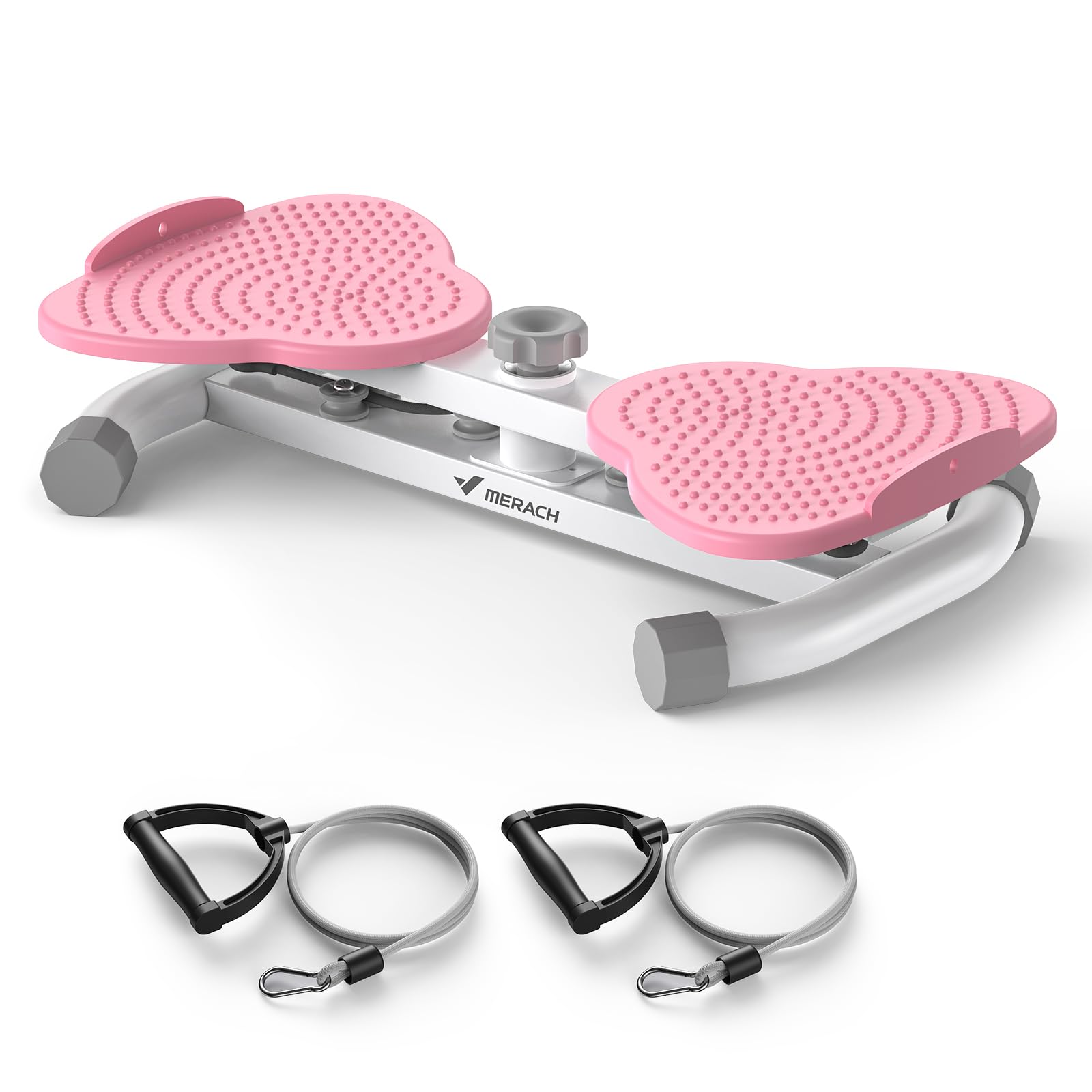 MERACH Twist Waist Board, Twist Disque de Taille avec 2 Élastiques de Résistance, Planche à Torsion Fitness pour l'Entraînement de la Taille＆Hanches, Faible Bruit, 136 KG Max pour Maison