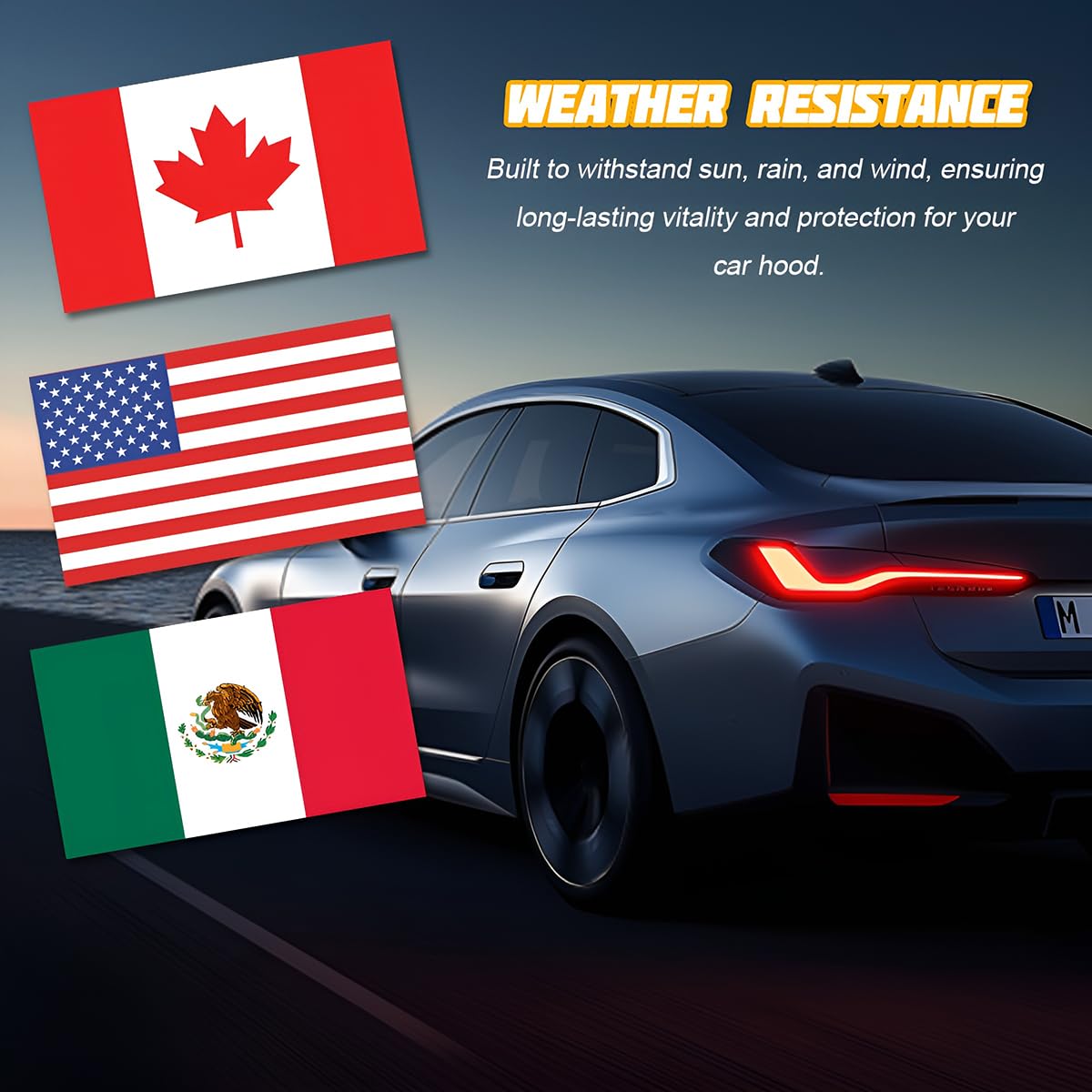 TNAIYH Canada Flag Car Hood Cover 63x47 Elastic Fabrics Vehicle Country Flag Bonnet Banner Weatherproof Automotive Exterior Decoration — view 4