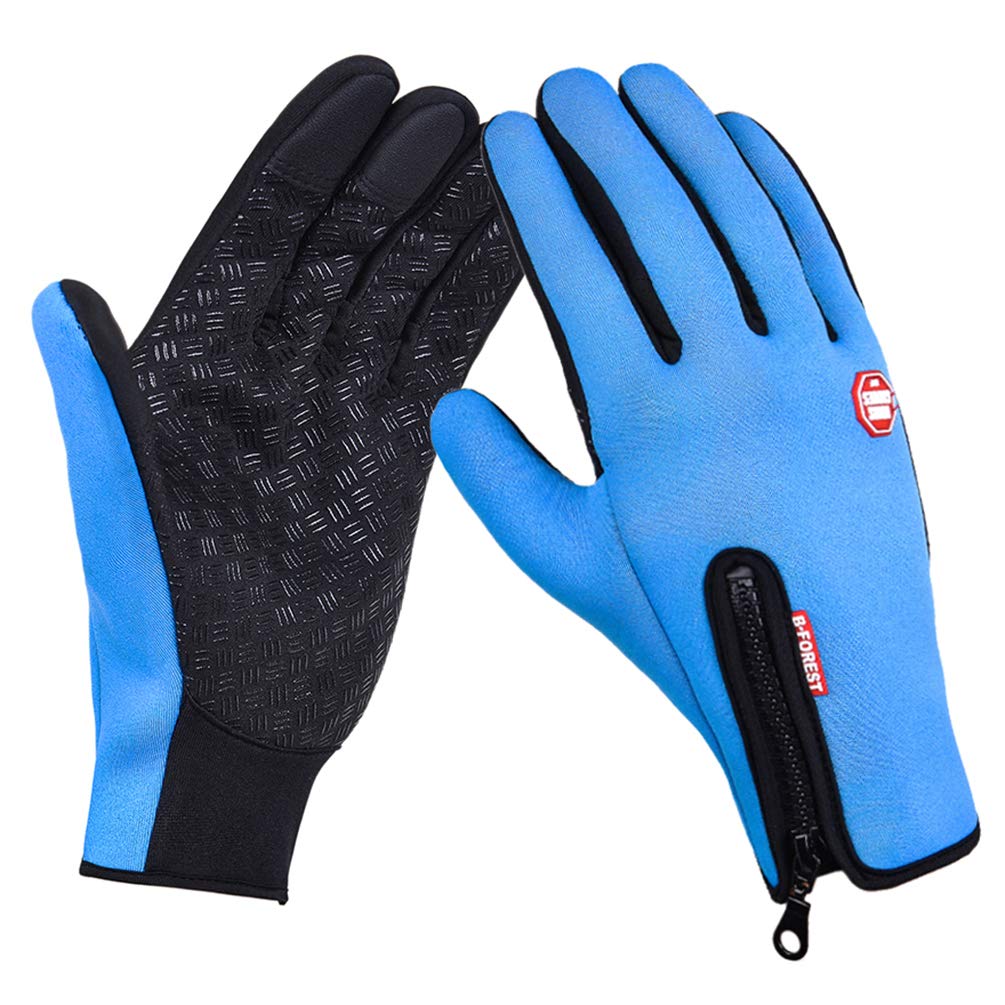 Guanti Invernali Uomo Impermeabili Con Fodera In Pelliccia - Touch Screen, Tasca Con Cerniera, Per Sci E Ciclismo (Nero/Beige)