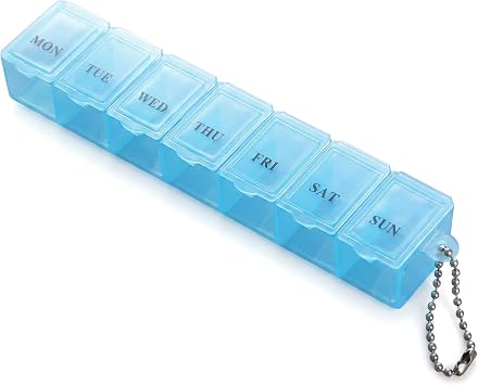 Weekly Portable Pill Organiser,7-Slot Pill Box for Daily Use and Travel