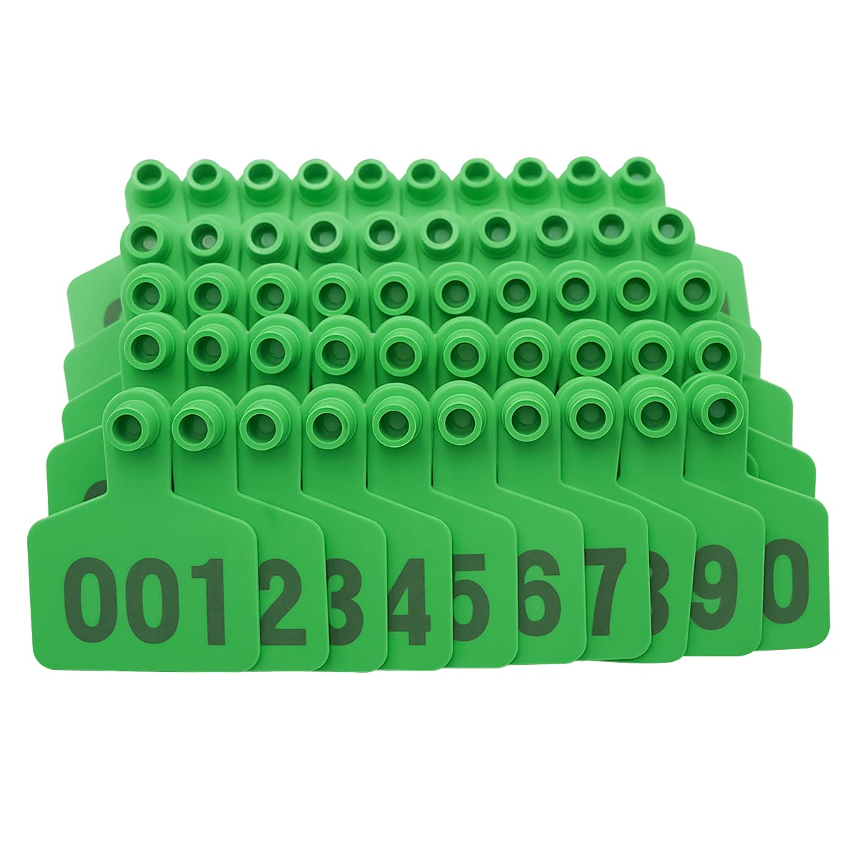 nomal Cattle Ear Tags Numbered 001-100 Livestock Ear Tag Marker for Goat Pig Animal Plastic Reusable Animal Ear Identifection Labels (Green)