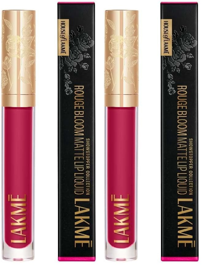 Image of Lakme Rouge Bloom Matte Lip Liquid Orchid Oomph 203-3.5ml (Pack of 2)