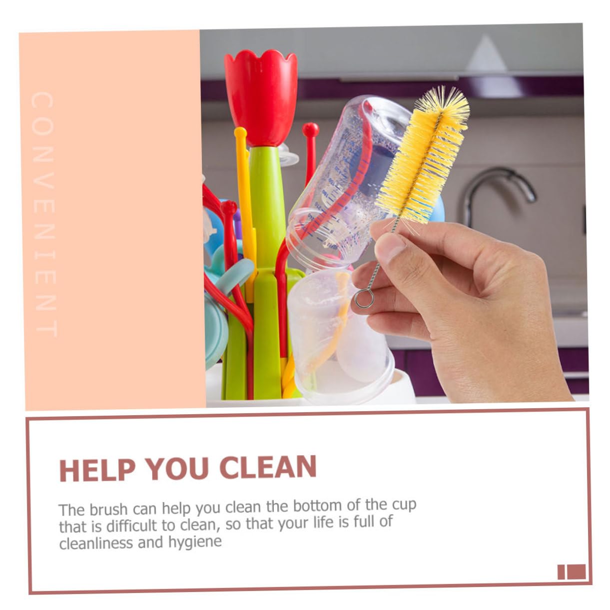 Healeved 60pezzi Spazzole Per La Bottiglie Per Multi- Inossidabile e Silicone Bottiglie Utensili Giallo