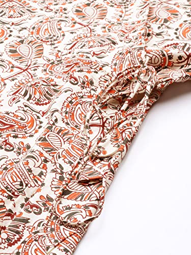 Image of feranoid Floral Print Angrakha 3 Sleeves Flared Kurti