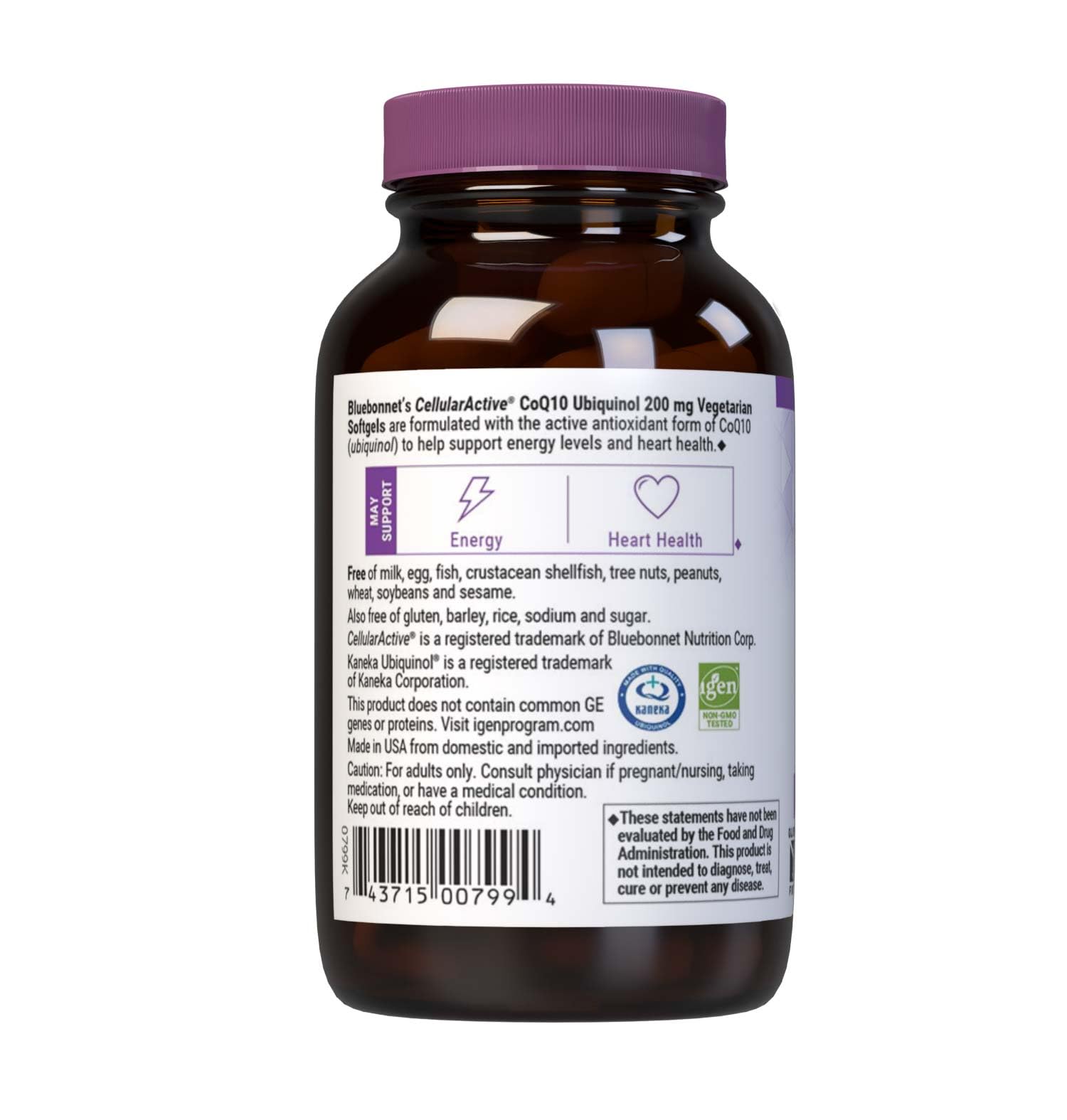Bluebonnet Nutrition Active CoQ10 Ubiquinol 200mg Vegetarian Softgels, Heart & Cellular Health, Non GMO, Gluten, Soy & Milk Free, White, 60 Count — Amazon image 3