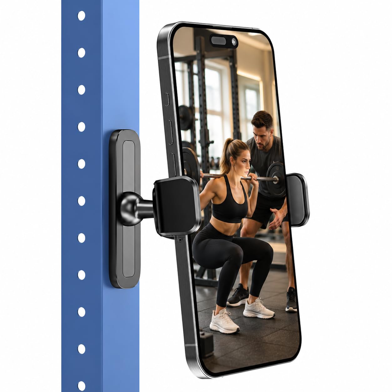 APPS2Car Magnetic Phone Holder for Gym, Alloy Base & Joint for Strong Hold Standard Black - 1 Pack