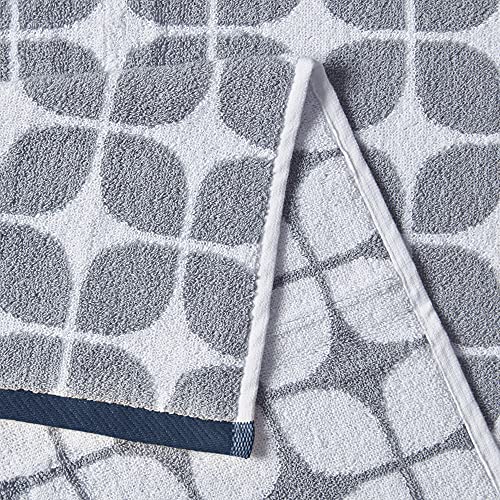 Intelligent Design Lita 100% Cotton Luxurious Bath Towel Set, Jacquard Geometric Design, Highly Absorbent, Quick Dry, Hotel & Spa Quality For Bathroom, Multi-Sizes, Grey/ Navy 6 Piece #TOP4