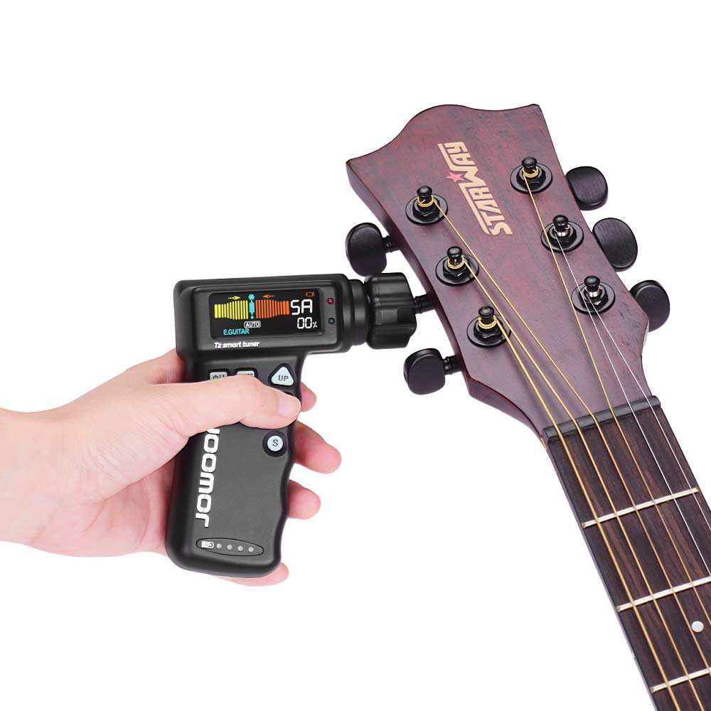 Karlak Afinador de guitarra, T2, afinador de guitarra inteligente multifuncional, bobinador de cuerdas para guitarra, ukelele, afinación cromática, batería de litio recargable integrada