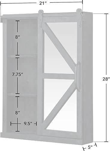 Miniatura 4 de FirsTime & Co. Black Winona - Armario con espejo para puerta de granero, almacenamiento con estantes para baño, cocina y oficina, madera, granja, 28