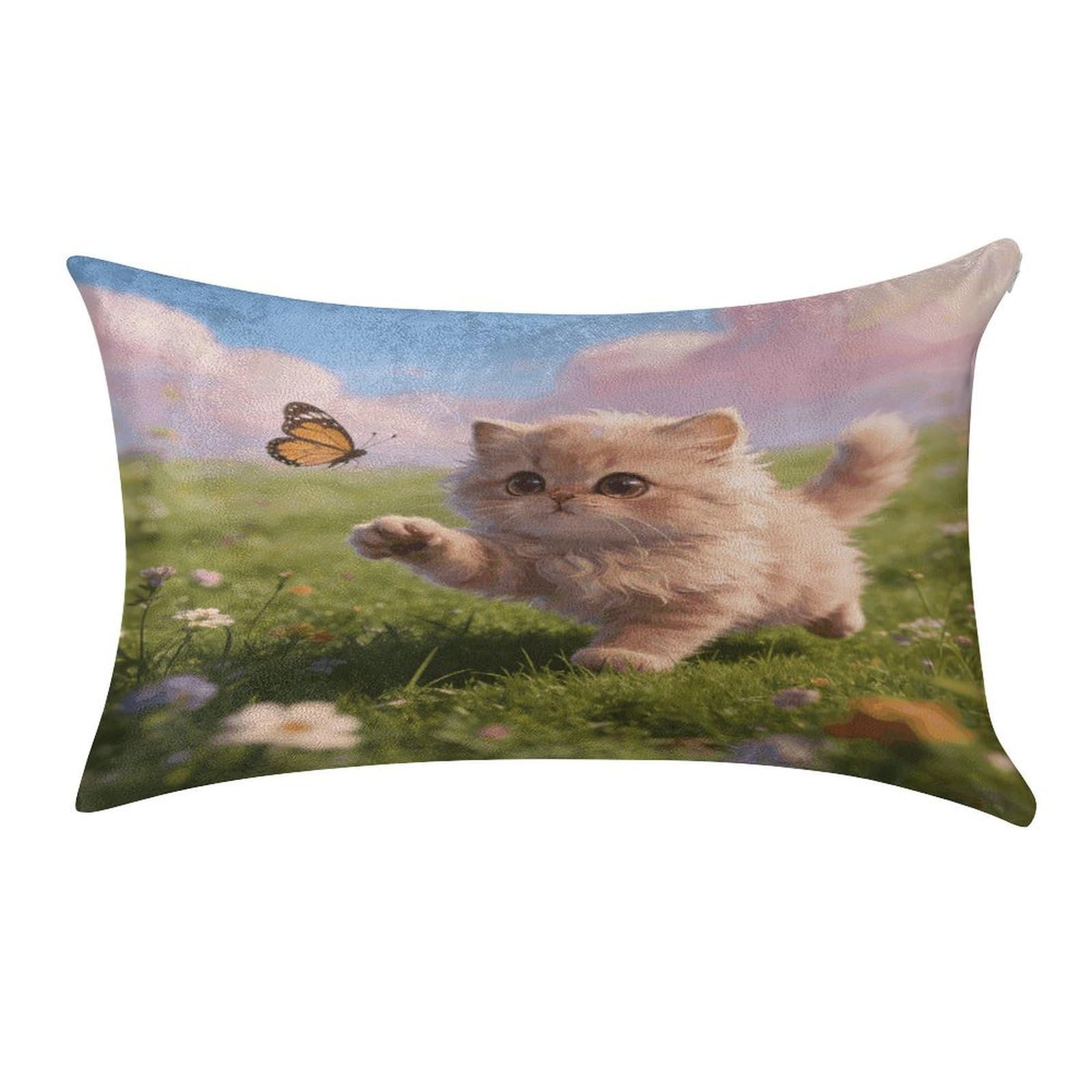 Fodpand Style Chasing Butterflies Pillowcase,Elegant Designed Home Decor,Velvet Pillowcase,Soft And Cozy,Pillow Case Cover With Hidden Zipper For Bedroom, Sofa, Couch