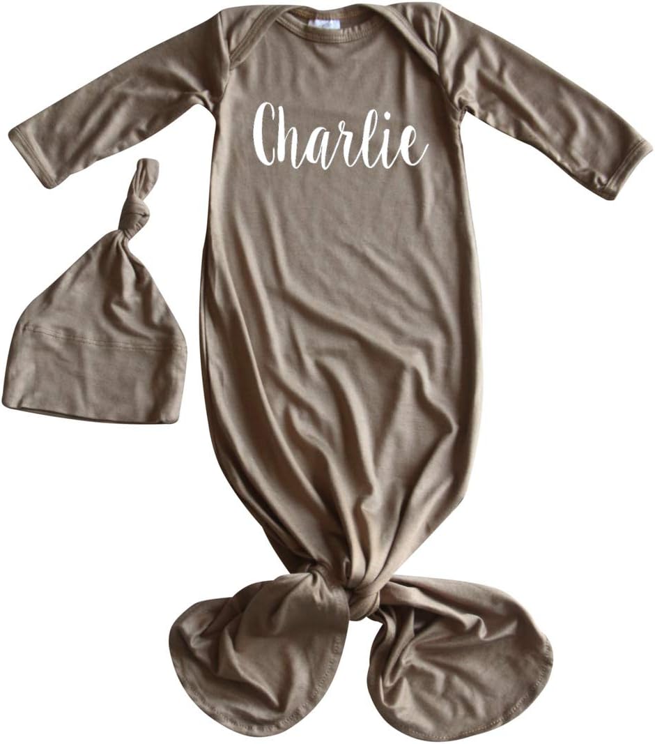 Rocket Bug 'Lush' Silky Knotted Baby Gown with Knotted Hat-Girl, Boy, Gender Neutral