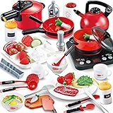 OCATO 51Pcs Kitchen Toys Kids Kitchen Playsets Play Kitchen Set for Kids Girls Boys 3 4 5 6 Years Old Play Food Play Cooking Toys Set Play Pots and Pans Set Play Kitchen Accessories for Toddlers Gifts