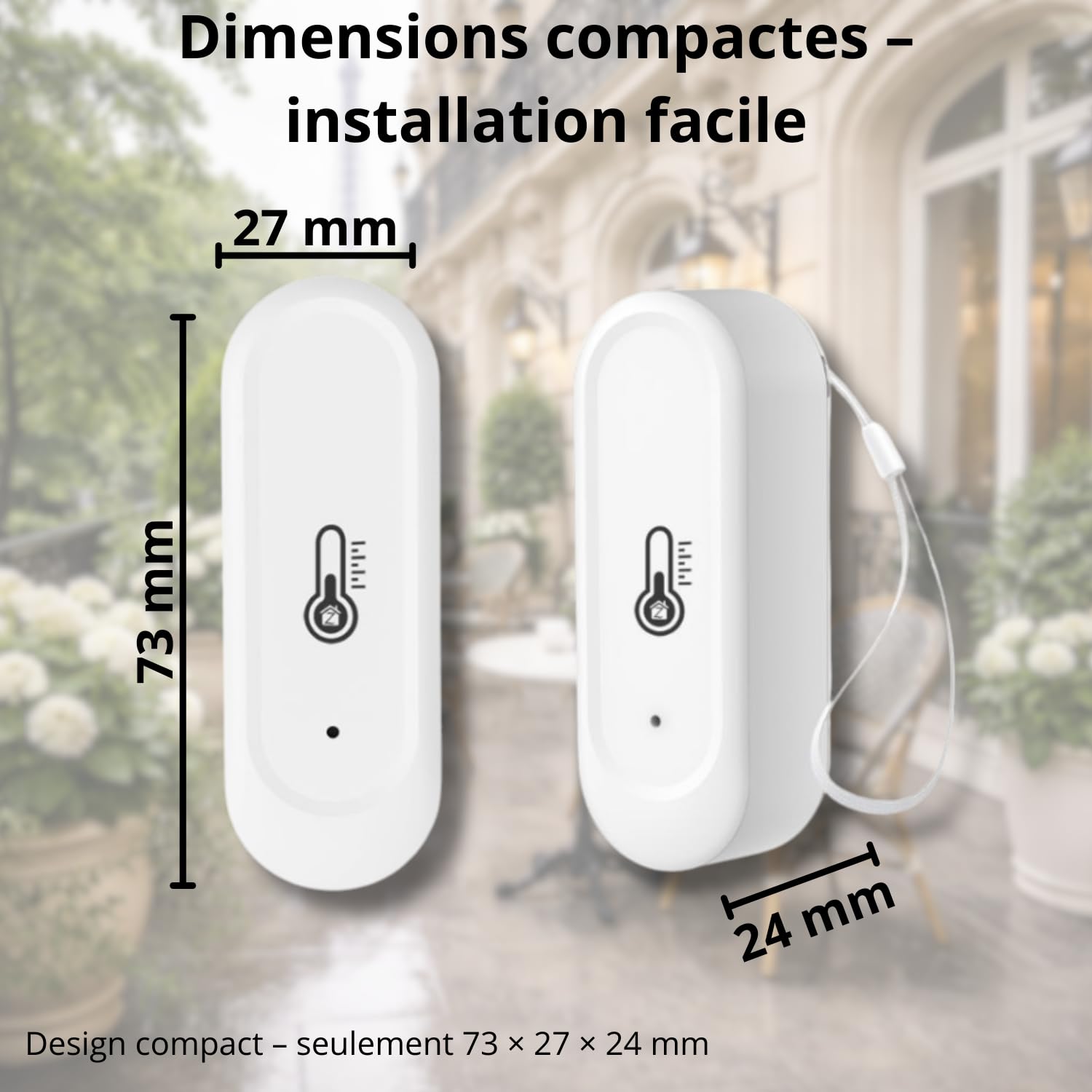 Sone Smart One Capteur Température Humidité WiFi IP65 Blanc | 2xaaa, sans écran, sans passerelle, app alarm, xlsx export