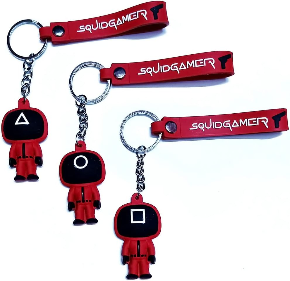 Gulli BulliSilicon 3D Skuid Game keychain - Skuid Gamer keychain - Multi Color (Pack of 3)