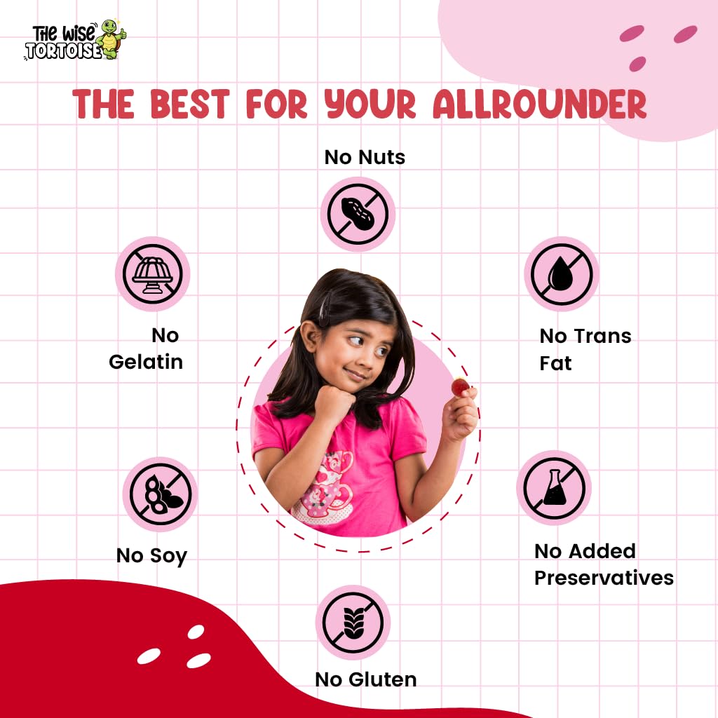 Eye and brain health sorrows for children. DHA, Lutein | Super Strawberry Taste | 5-15 years | Wise Turtle | No artificial taste. 30 gums