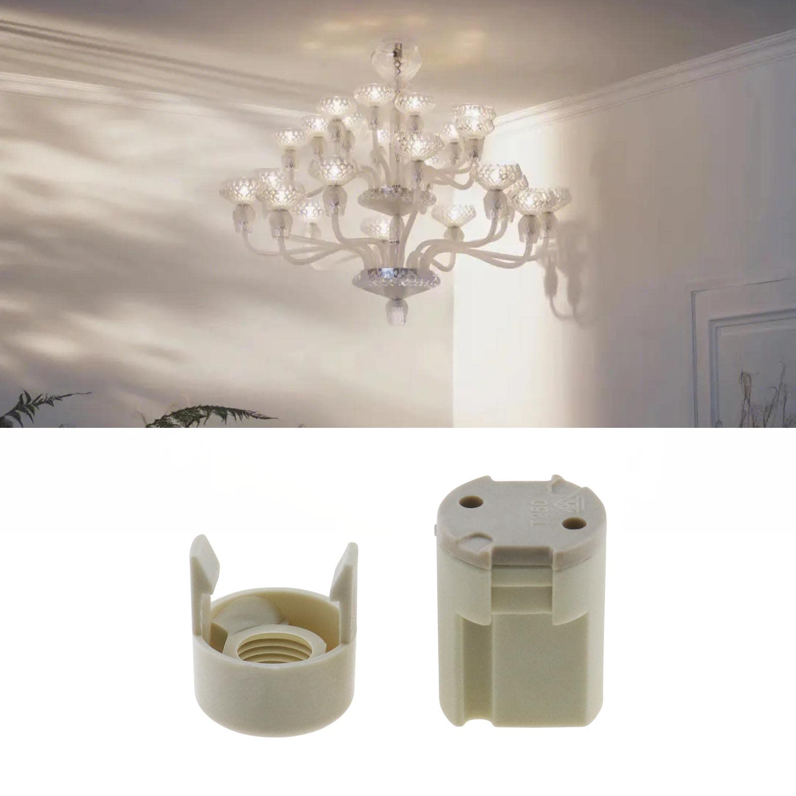 6 soportes de lámpara G9 sin llave de cerámica halógena con cubierta trasera para bombilla G9, bases de lámpara de cerámica, conector de enchufe, piezas de montaje de luz