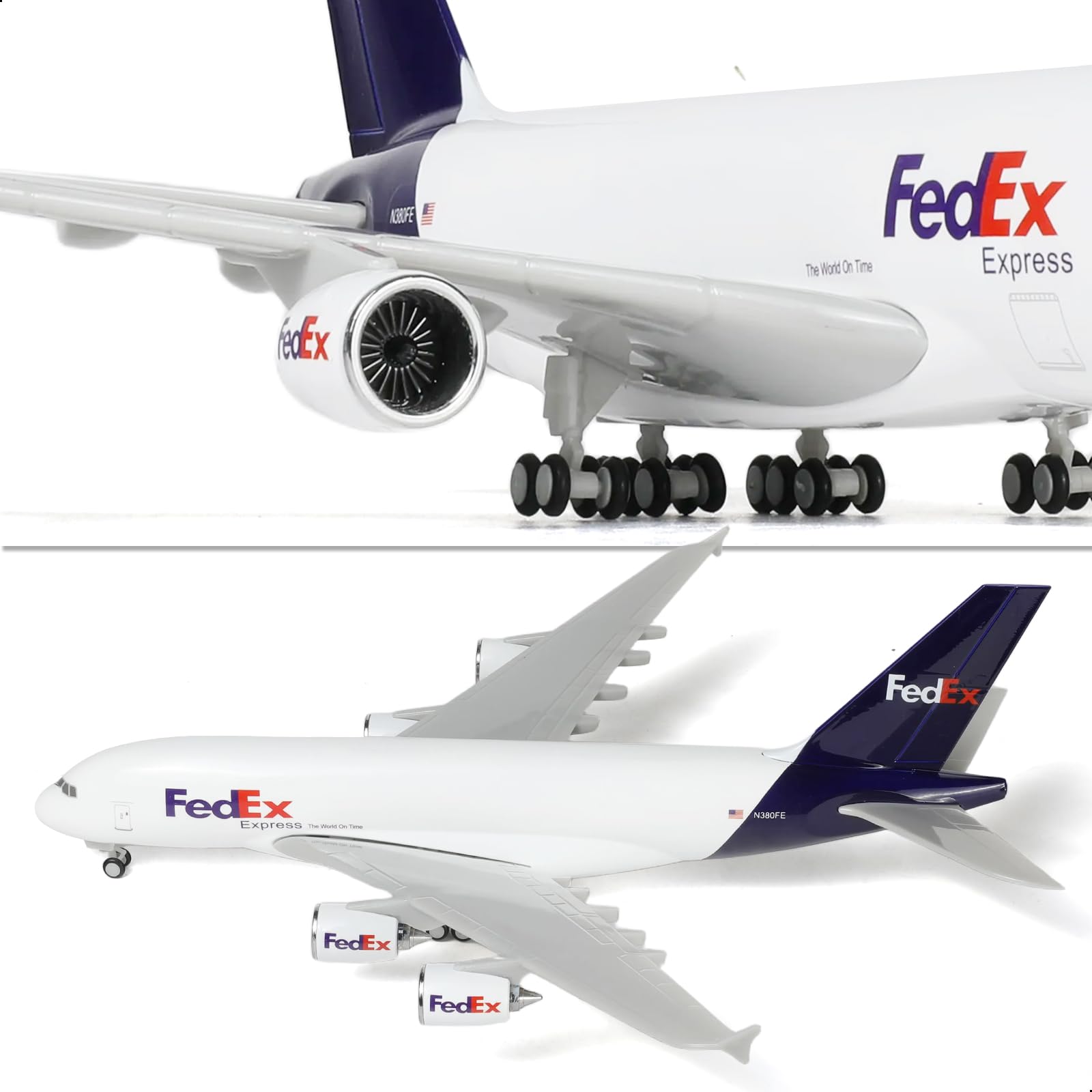 QIYUMOKE 1/240 A380 Model Plane for FedEx for Airbus A380 Model Airplane with Stand (12 in-L) Pre-built Model kit for Adult -Aviation Creative Gifts - Image 4