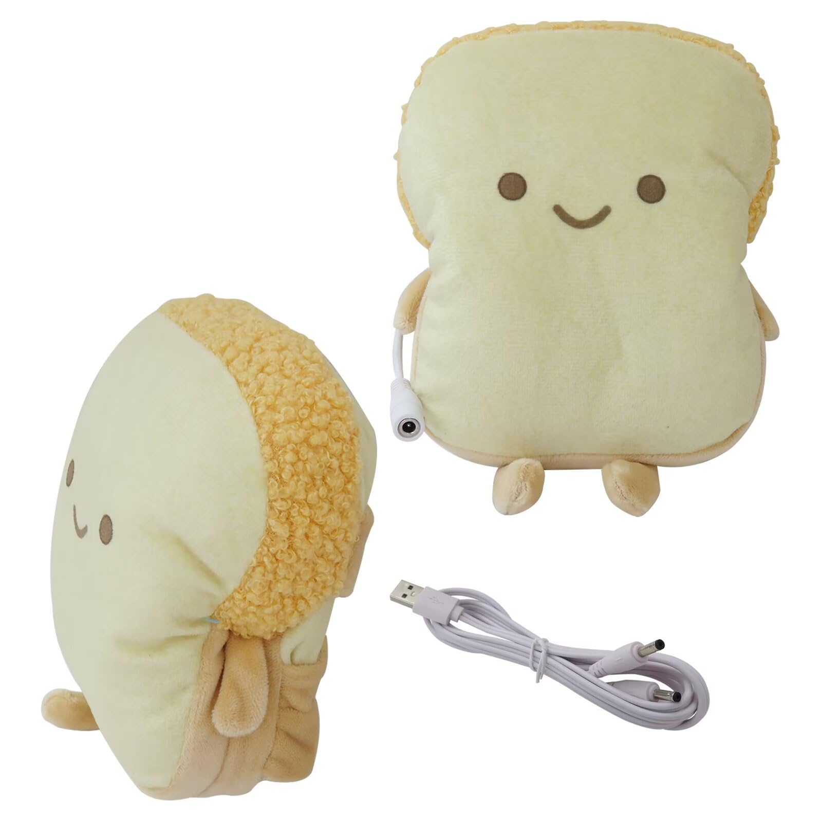 Bedaily Cute & Warm 5V USB,Beige &Smile Toast Heated Gloves- Super Soft Fabric for Everyone in Winter