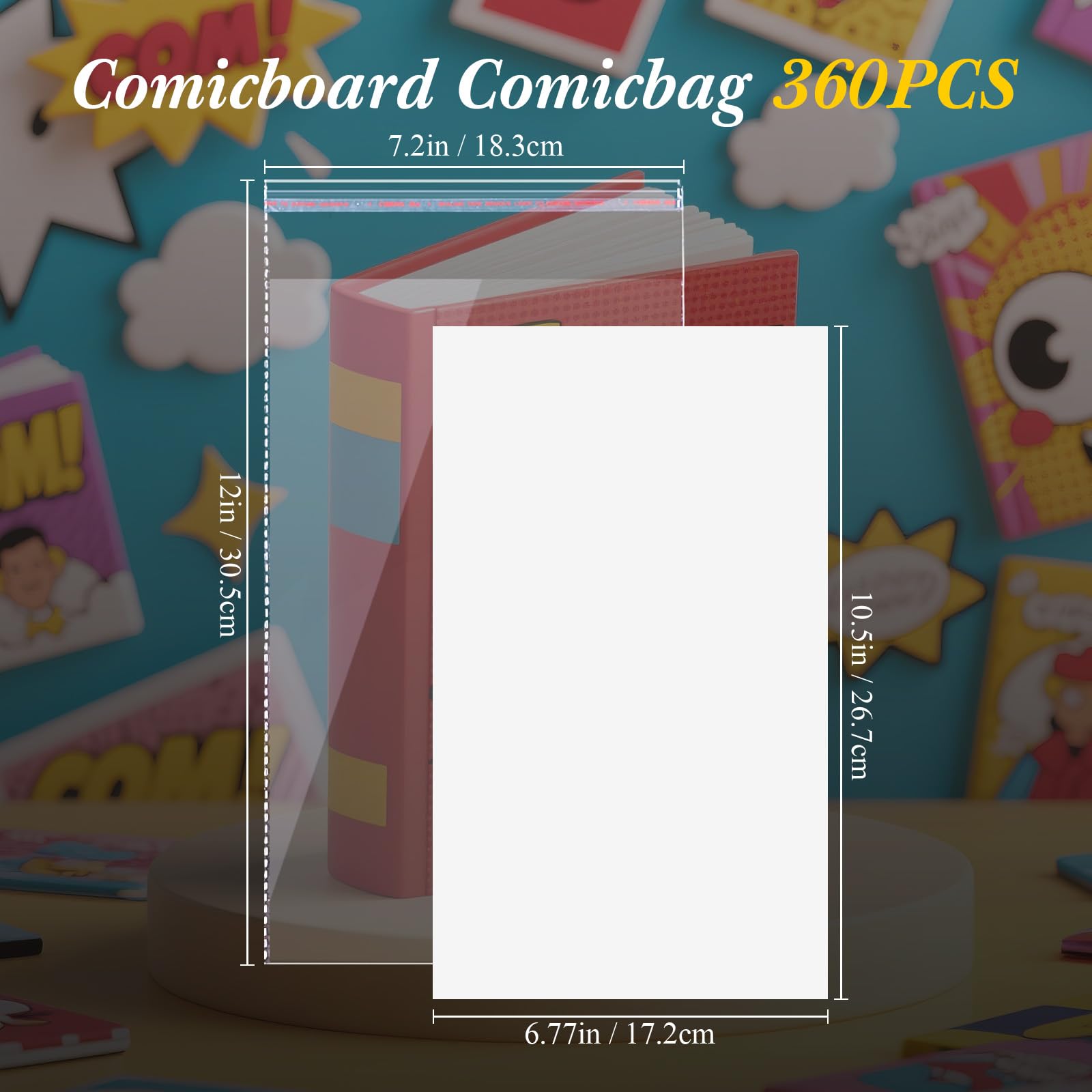 Teling 720 Comicbuchtaschen und Tafeln, transparente Magazinhüllen zur Aufbewahrung von Kunstdrucken, schützt Comics vor Schäden
