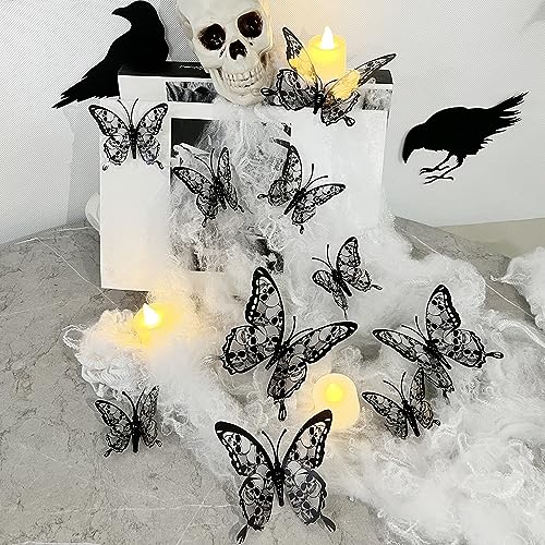 Decoración de Pared Halloween Calavera Mariposa 12 Pzs miniatura 1