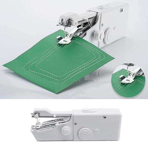 Miniatura 3 de Focket Mini máquina de coser de mano, blanco, plástico y metal, funciona con pilas, ideal para niños y principiantes, proyectos de bricolaje