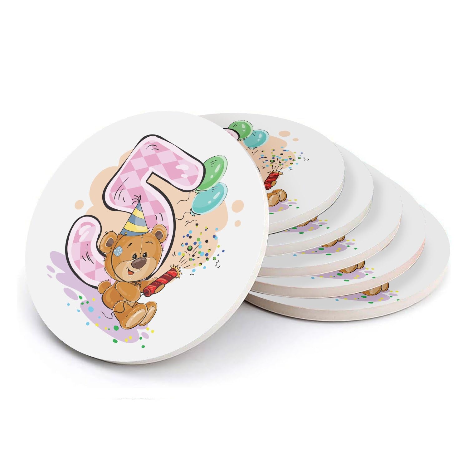 Sous-verre ronds en céramique anti rayure protection table anniversaire 5 ans