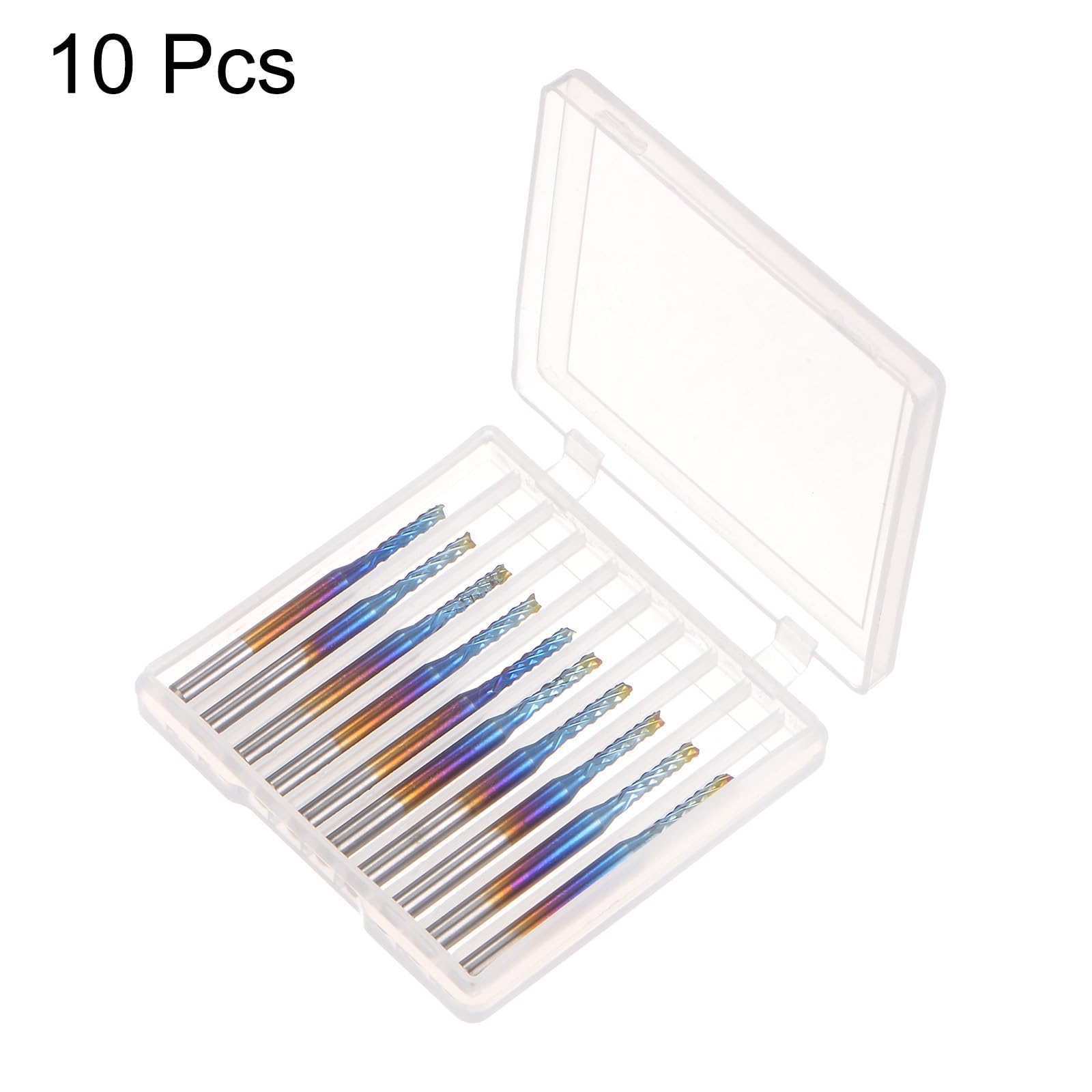 QUARKZMAN 10pcs Fin Fraises CNC Routeur Embouts 1/8" Tige 2mm Bleu Revêtement Tungstène Carbure Fraisage Fraises pour pcB Acrylique Bois Aluminium Métal