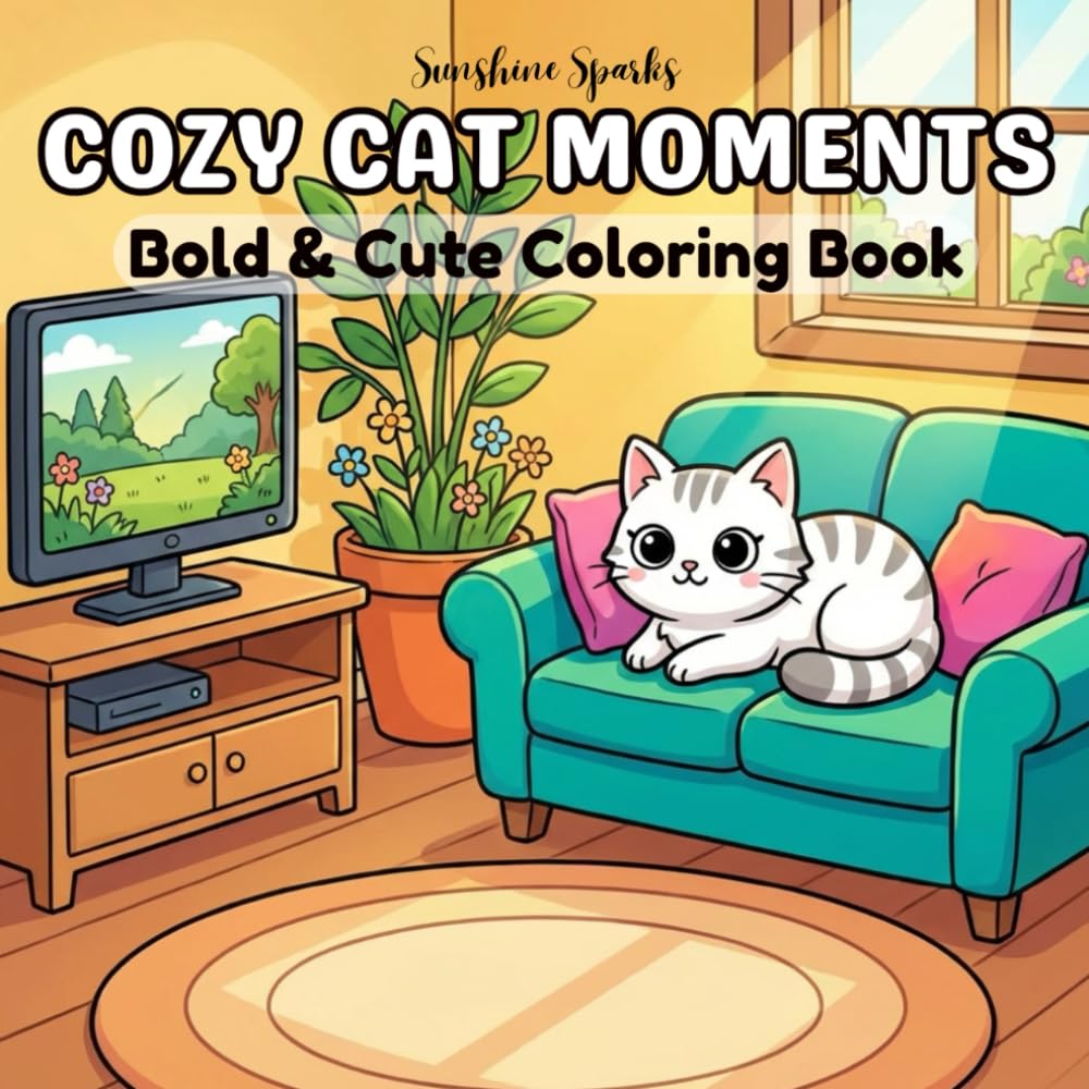 Cozy Cat Moments : Bold & Cute Coloring Book: Relaxation Activity for all ages, kids, teens, adults and seniors.