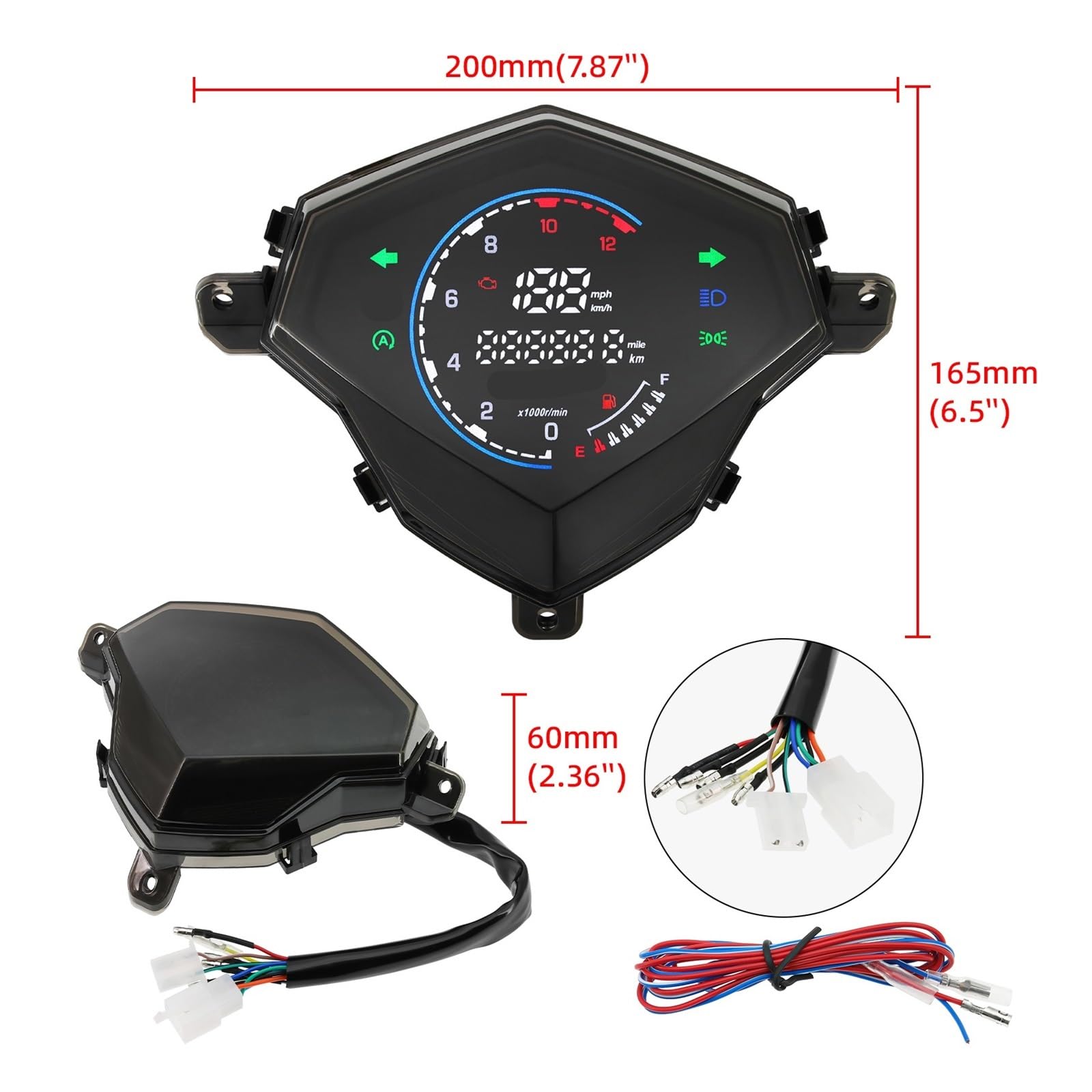 Contachilometri digitale Strumento per moto Tachimetro digitale Contachilometri Gruppo strumenti a LED per Mio 110 125 Per MIO i125 Per M3