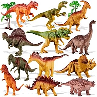 TOEY PLAY 12 Pack Dinosaurs, Dinosaur Toys for Boys Girls 3-7 Years Old, Large Animal Figures with Realistic T-Rex Triceratops and Trees, 7" Long, Dinosaurs Gifts for Kids