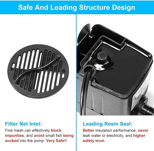 Miniatura 4 de Bomba sumergible de la fuente de la bomba de agua de 400gph, 25W, ultra silenciosa para acuarios, pecera, estanque, fuente estatuaria,