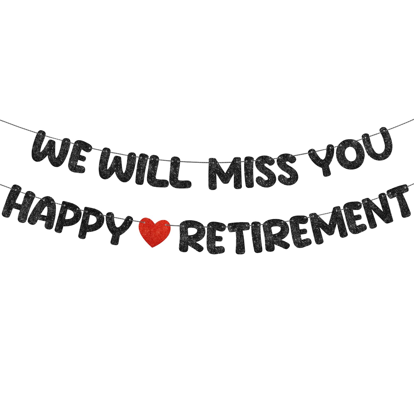 We Will Miss You Banner Decorazioni Banner Pensionamento Palloncini Oro nero Decorazioni per Feste di Buona Fortuna per Colleghi Amico che Lascia la Pensione Festa di Laurea Decorazioni di Addio