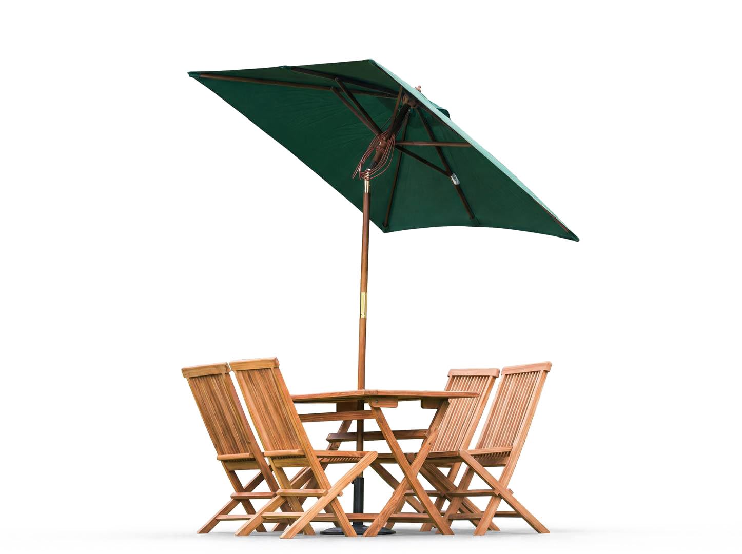 Tilting Rectangular 2m x 1.5m Wooden Garden Parasol - Green
