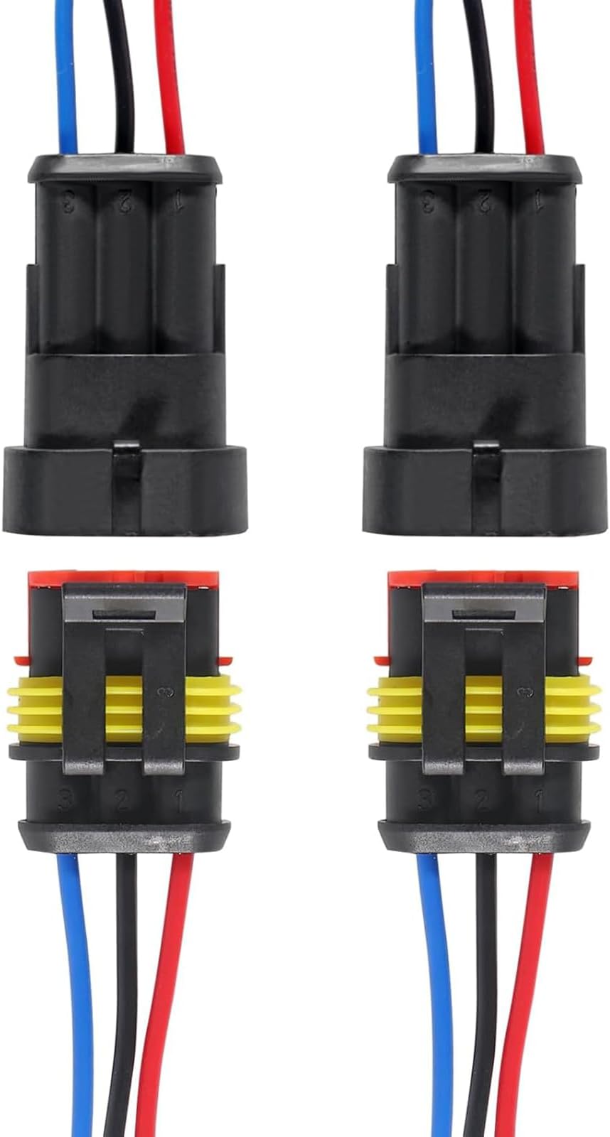 2 PACK 3 Pin Way Waterproof Electrical Wire Connector Plug Automotive Wire Connectors Plug with Wire AWG Marine for car Truck, Boat