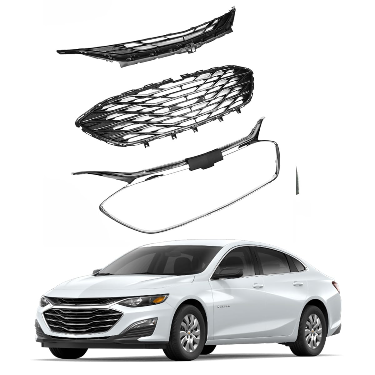 Amazon.com: Front Bumper Upper Lower Grill Grille Chrome Fit For