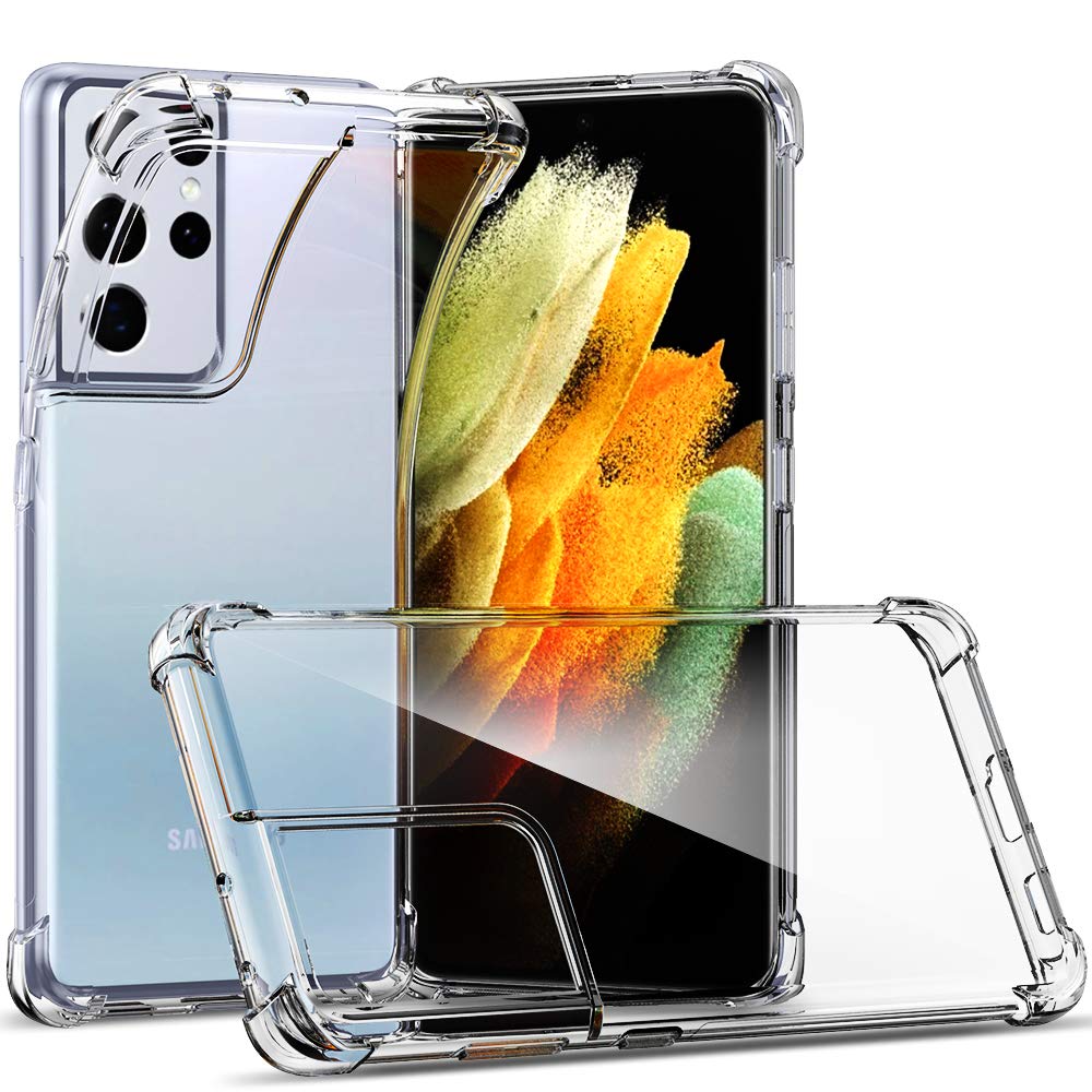 Samsung Galaxy S21 Ultra Clear Case, CASEVASN Ultra [Slim Thin] Soft Flexible TPU Reinforced Corners [Anti-Scratch] Gel Silicone Protective Phone Clear Case for Samsung Galaxy S21 Ultra (Clear)