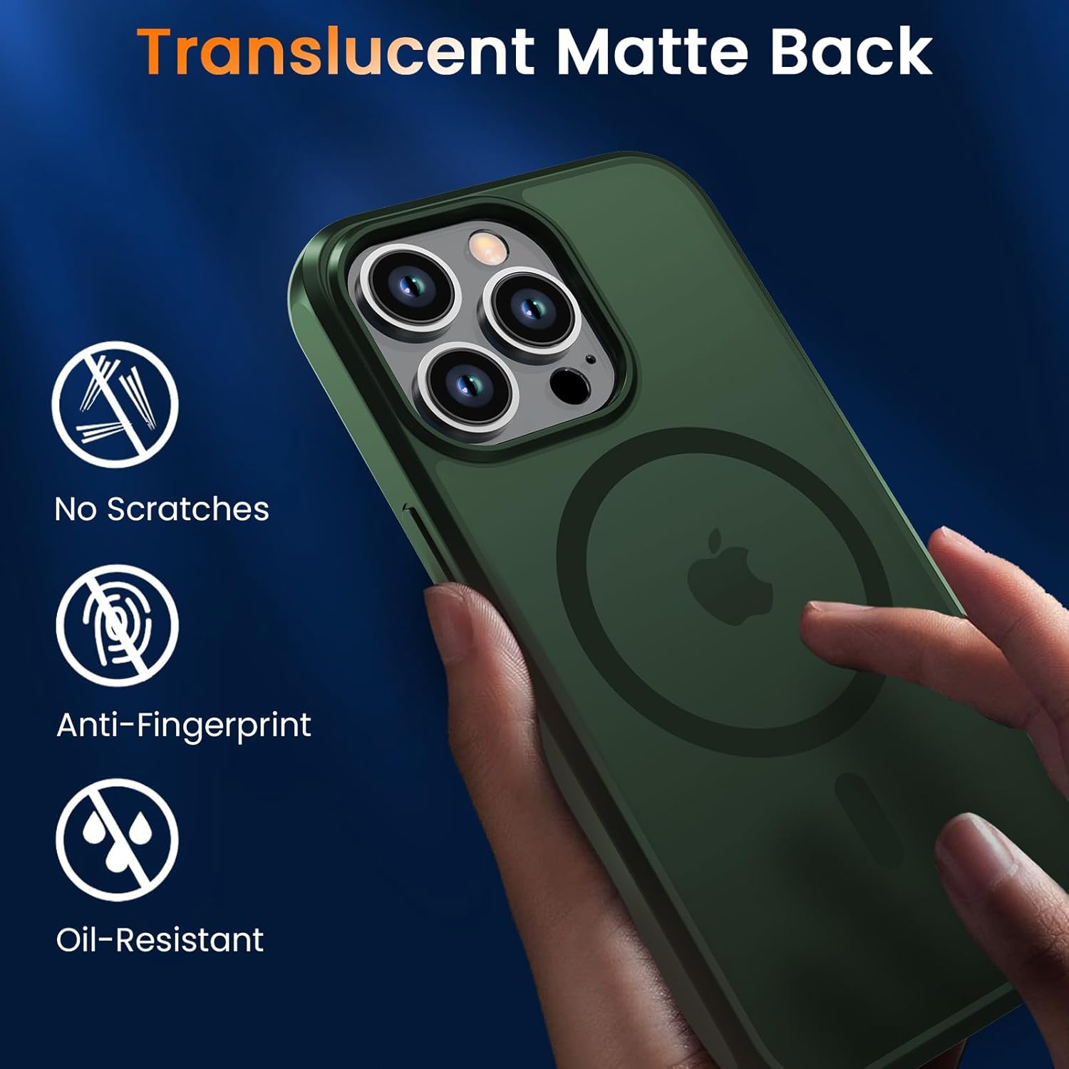 WRJ Magnetic Matte Case for iPhone 15 Pro Max 6.7-Inch, [Compatible with Magsafe] [Military Grade Drop Protection] Slim Translucent Anti-Fingerprints Shockproof Protective Phone Case-Green - Image 6