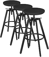 Vista 10 de Taburetes de bar, taburete de bar giratorio de altura ajustable, taburete de bar de altura de mostrador, juego de 2 taburetes de bar industriales