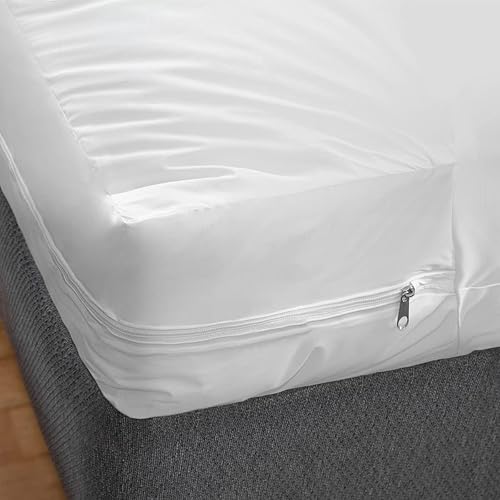 Protector de colchón de plástico impermeable con cremallera, tamaño individual (39 x 75 pulgadas) y 8 pulgadas de profundidad, funda de cama de