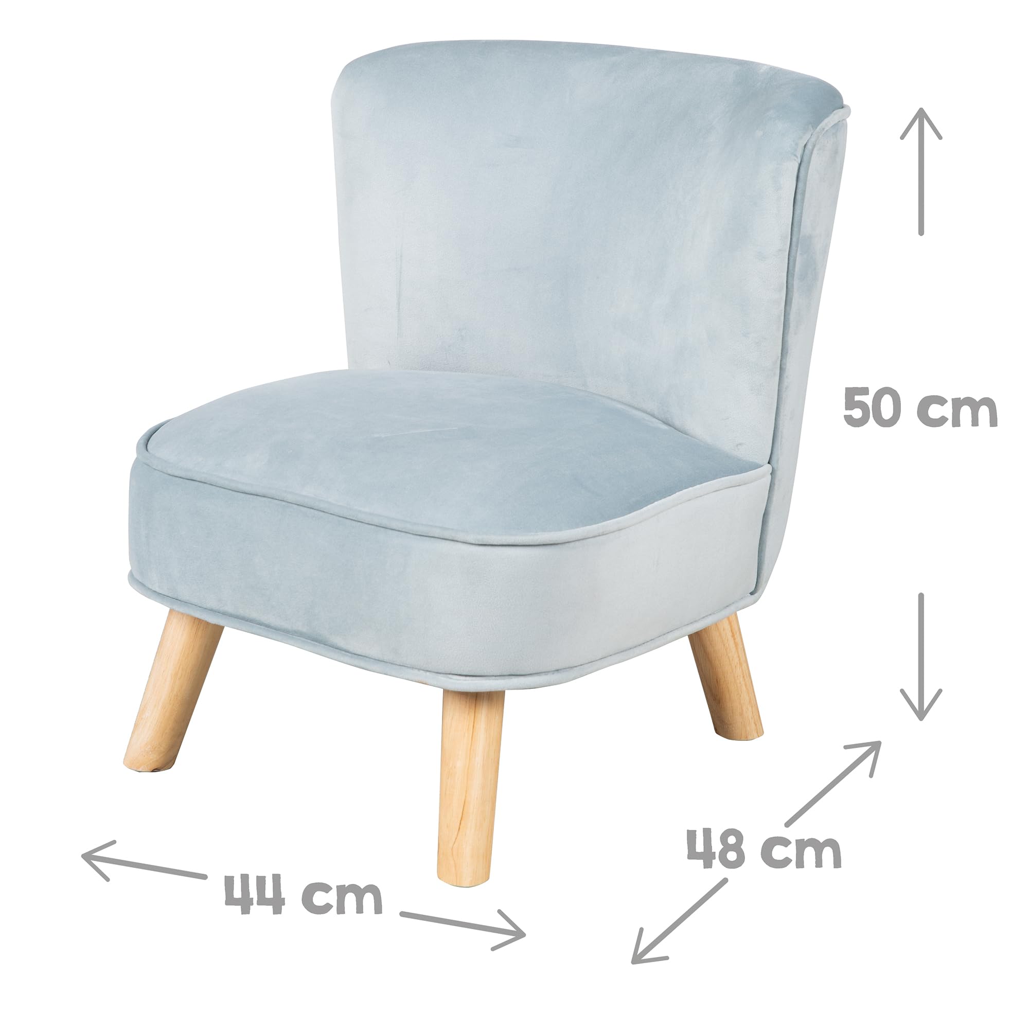 roba Poltrona per Bambini Lil Sofa - Piedini in Legno - Tessuto in Velluto - Morbido e Soffice - Arredamento per Bambini - per la Cameretta - dai 18 Mesi - Azzurro