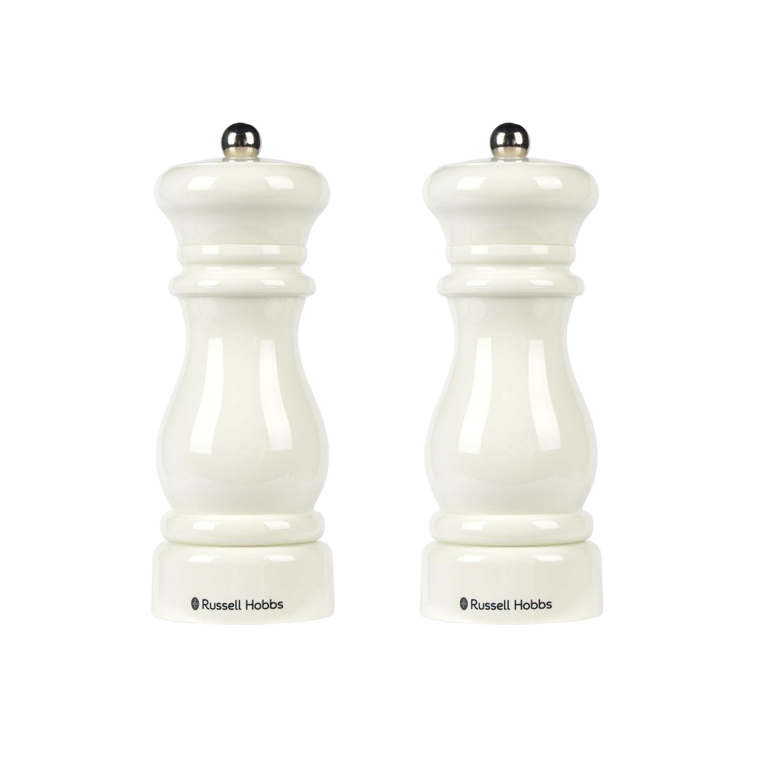 Russell Hobbs Classic Cream Salt & Pepper Mills, 17.1 cm Cream Seasoning Grinder, Adjustable Fine to Coarse Ceramic Mechanism, Manual Seasoning Mills for Everyday Dining