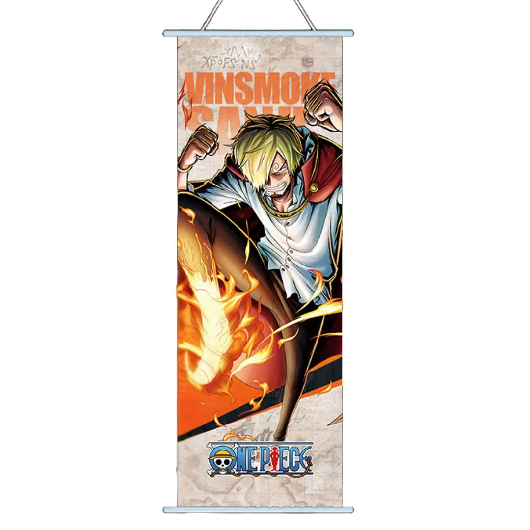 One Piece Anime Poster Wall Scroll JPN Version Luffy Zoro Sanji Nico Robin Anime Artwork Wall Scroll 27.5" L x 9.8" W (Sanjeey)